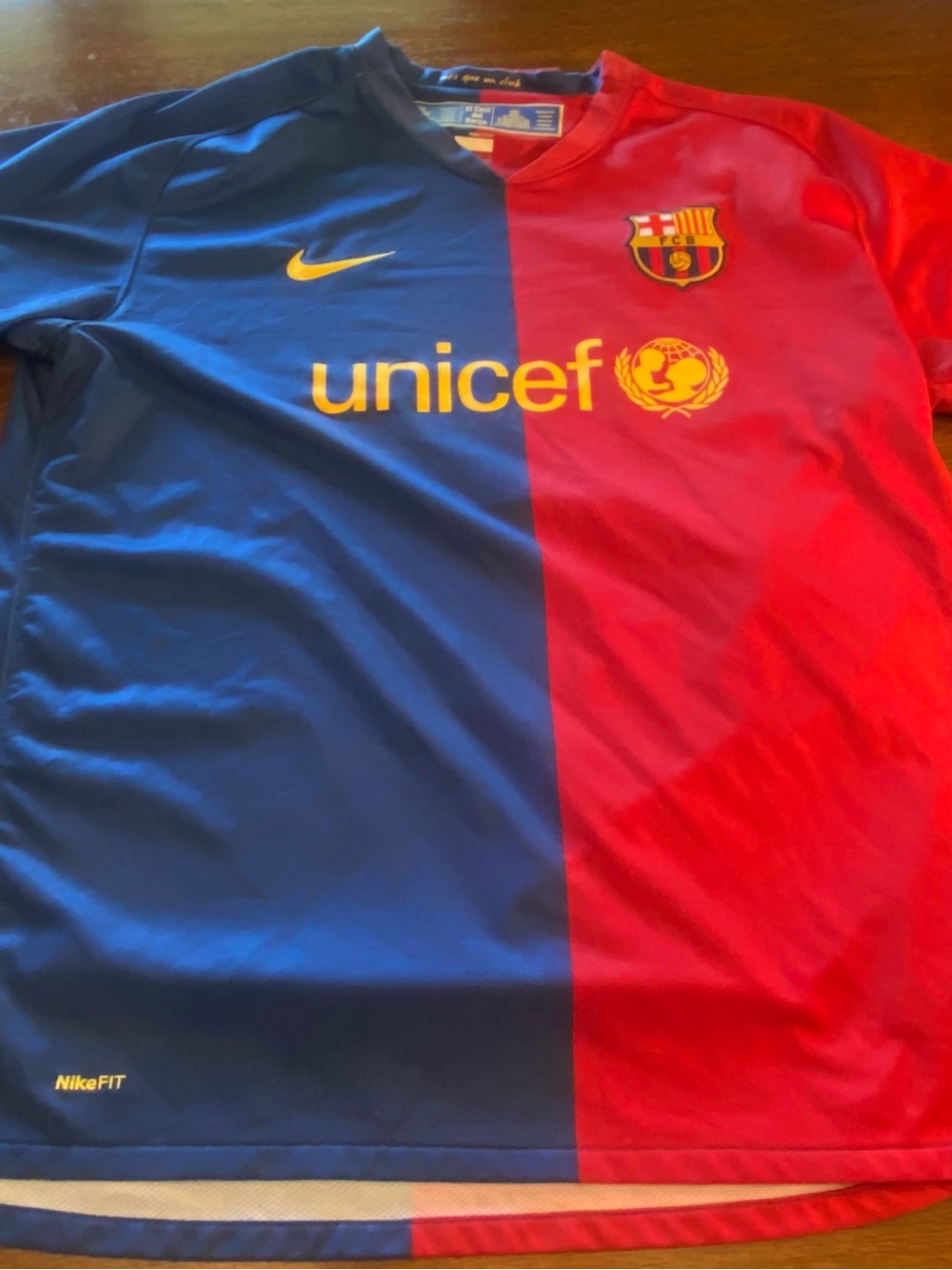 Nike FC Barcelona 2008-09 Home Unicef FCB Jersey Mens XL Soccer Futbol EUC